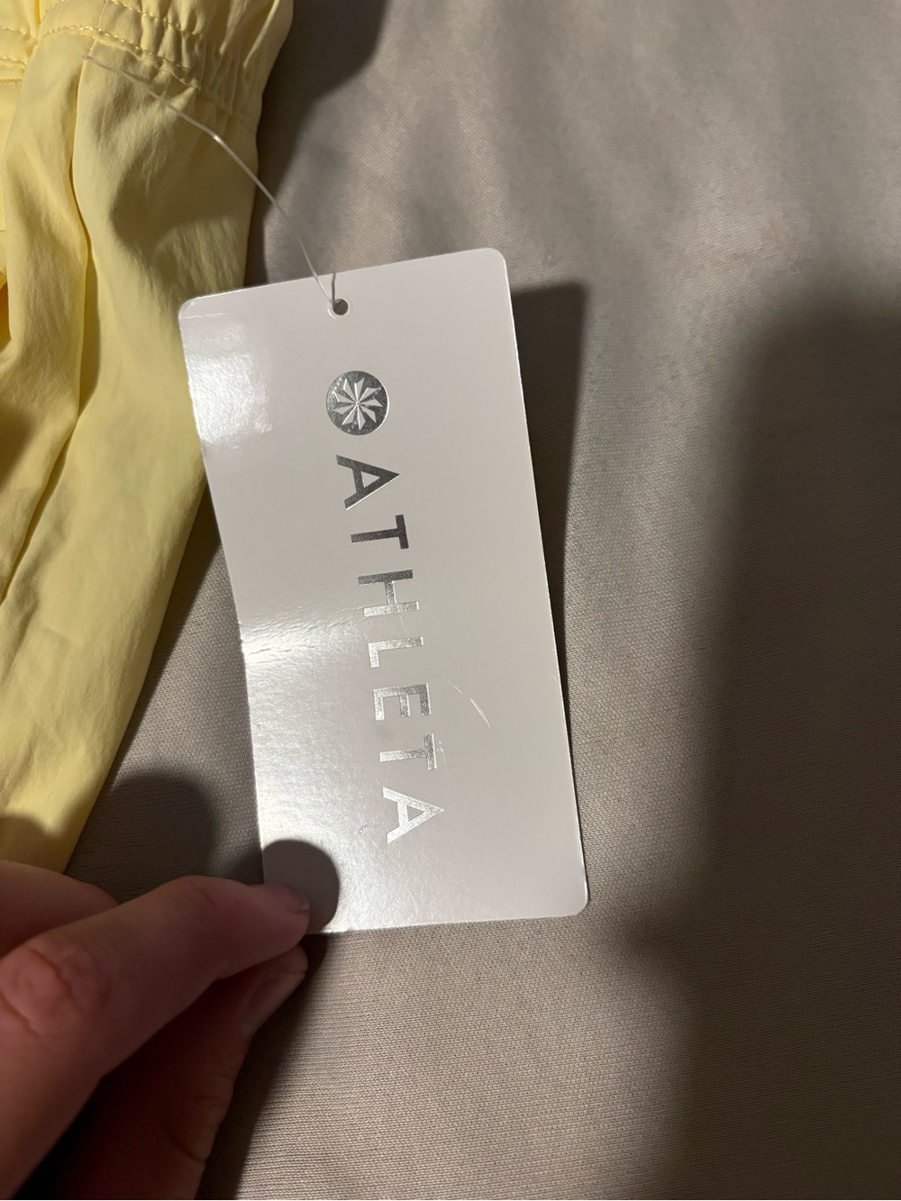 Athleta Light Yellow Drawstring Athletic Shorts - Picture 3 of 5
